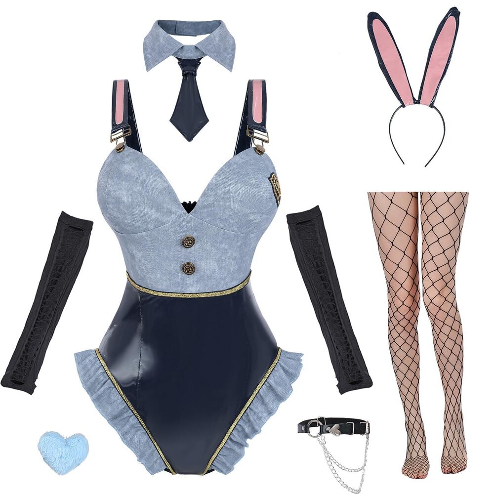 4549 Bunny Costume Adults Bunny Suit Girl Costume with Ruffle One Piece